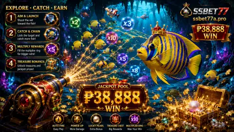 Clear mobile SSBET77 fishing screen after the underwater chase with readable controls and targets