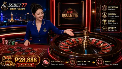 SSBET77 live casino dealer stream with visible round status, controls and table area