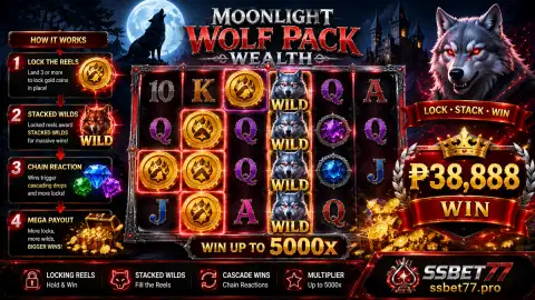 SSBET77 slot screen showing reels, symbols, spin control and information area on mobile